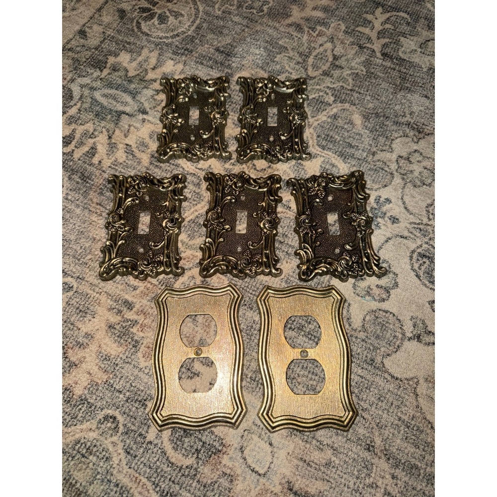Vintage Ornate Gold Switch Plate Outlet Covers American Tack & Howe Co. 1967
